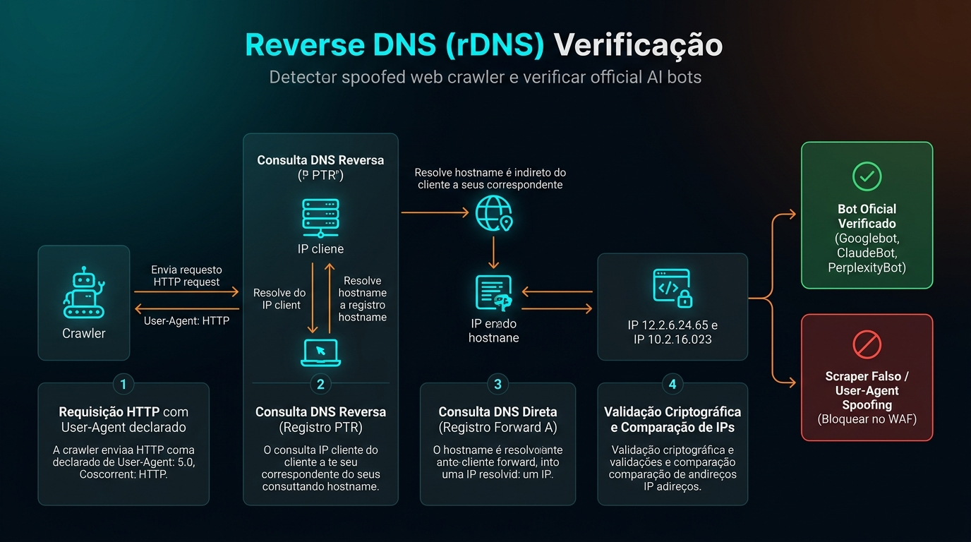 Arquitetura de Verificação Dupla por Reverse DNS (rDNS) contra Spoofing de Crawlers
